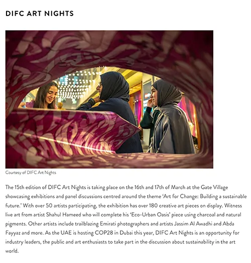 Grazia clipping, DIFC Art Nights March 2023